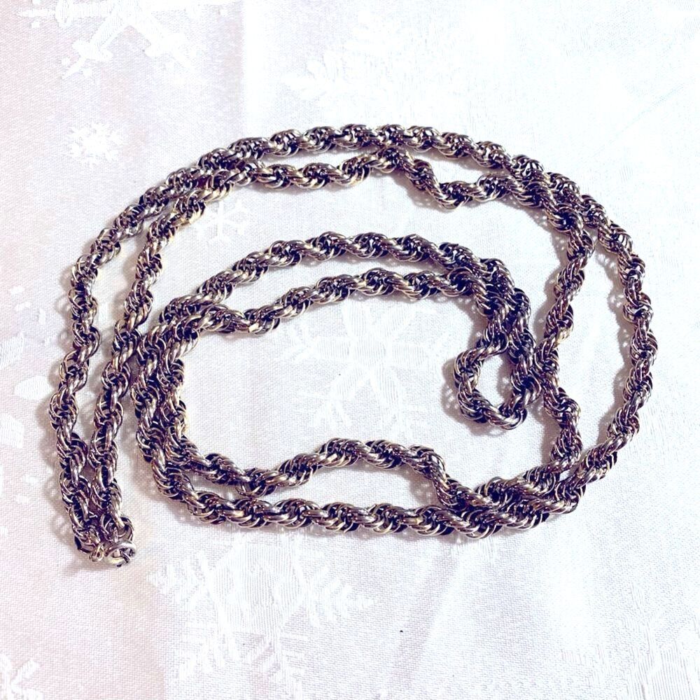 Classic Vintage Rope Chain Necklace 50” Gold Tone Extra Long Heavy Well Made